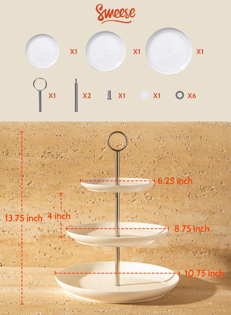 Sweese 3 Tier Cupcake Stand- White Porcelain Cake Stand- Dessert Stand, Tiered Serving Trays for Parties - Image 2